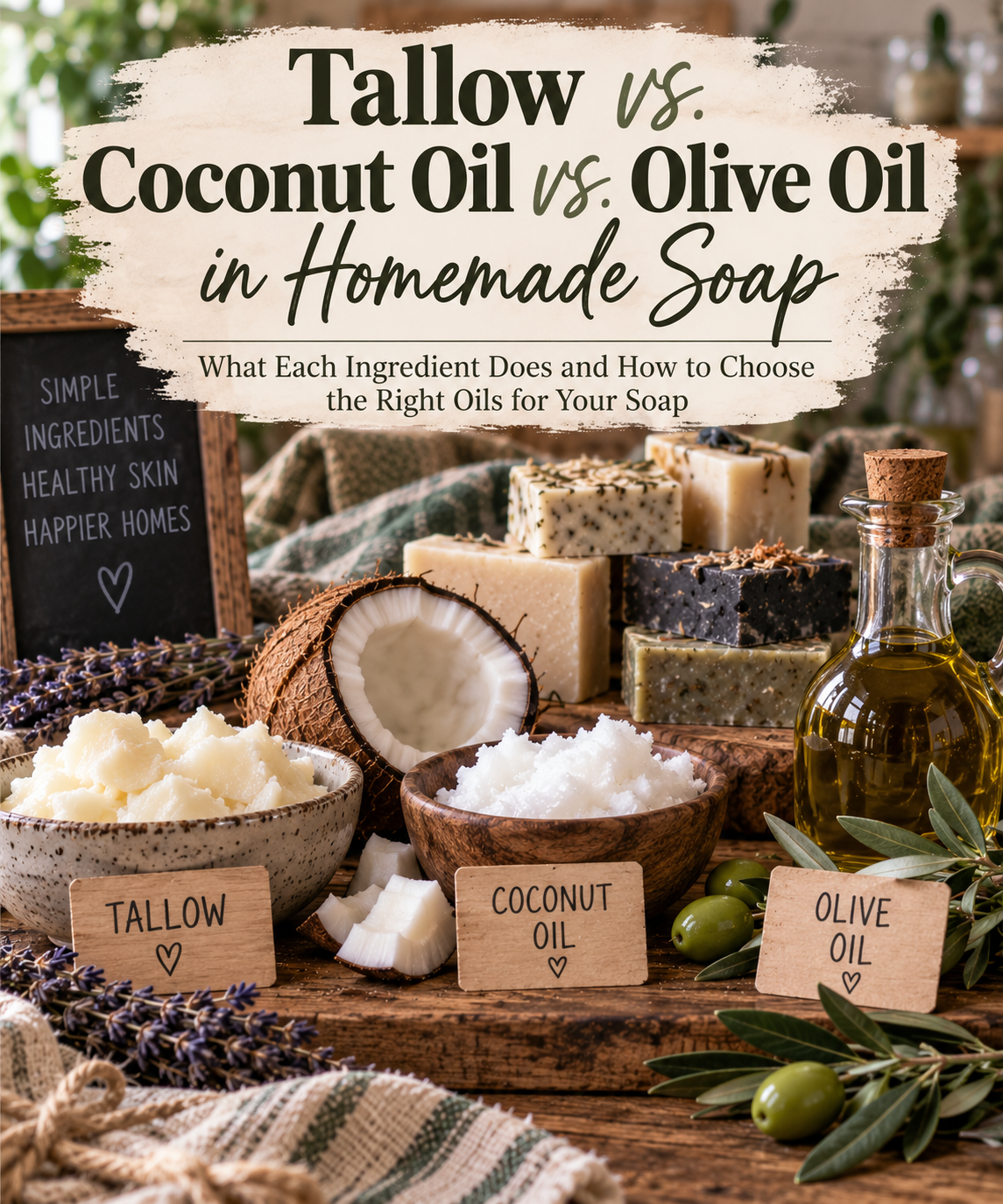 Tallow vs. Coconut Oil vs. Olive Oil in Homemade Soap