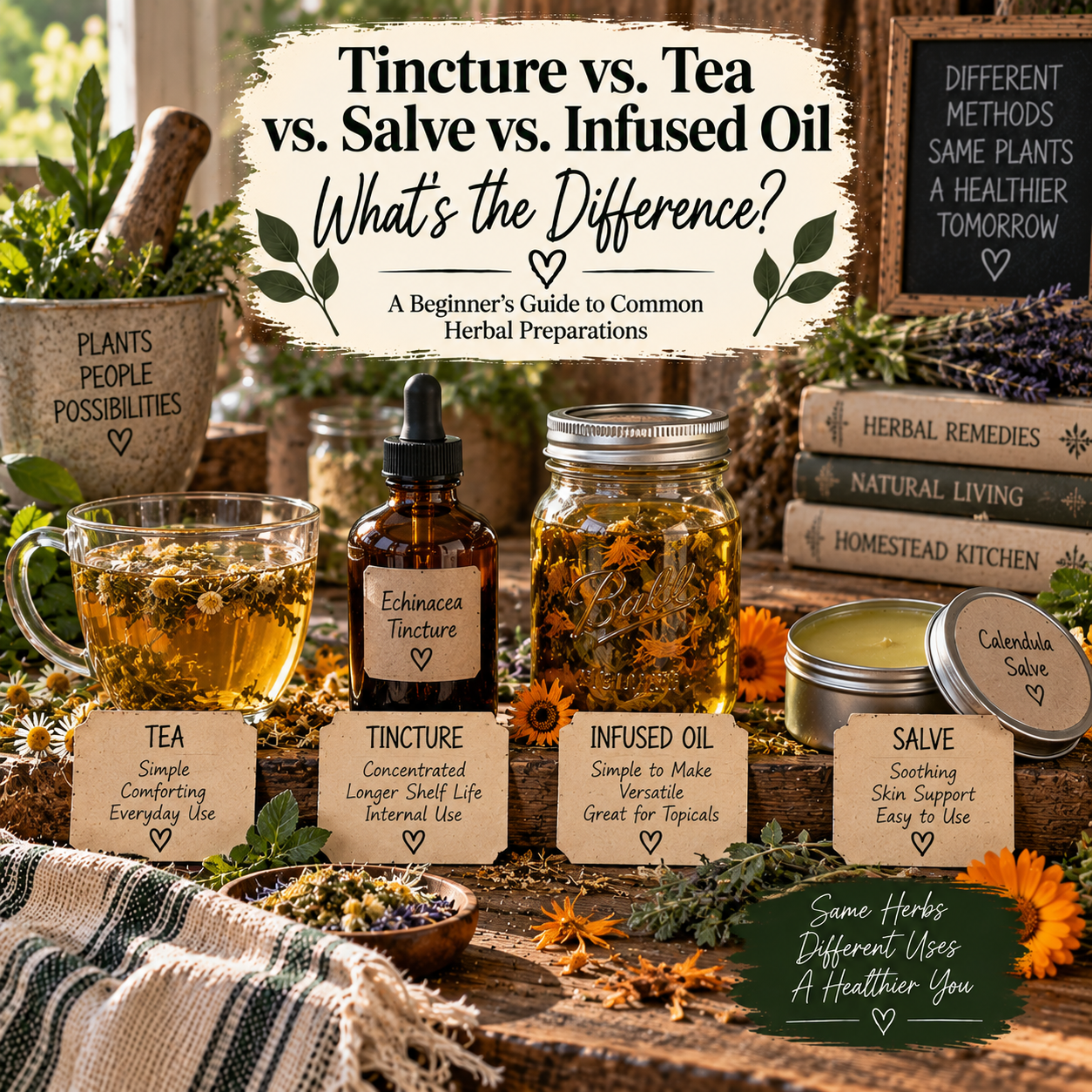 Tincture vs. Tea vs. Salve vs. Infused Oil: What’s the Difference?